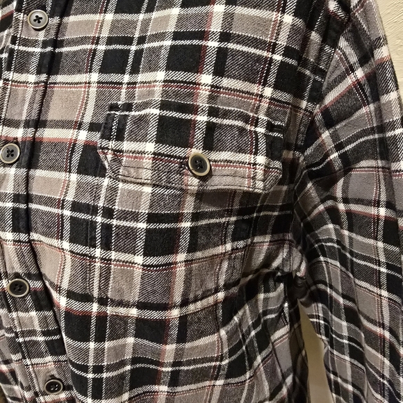 Jachs Mens Large Grey & Black Plaid Cotton Button-Up Long Sleeve Shirt Flannel. - Picture 3 of 13